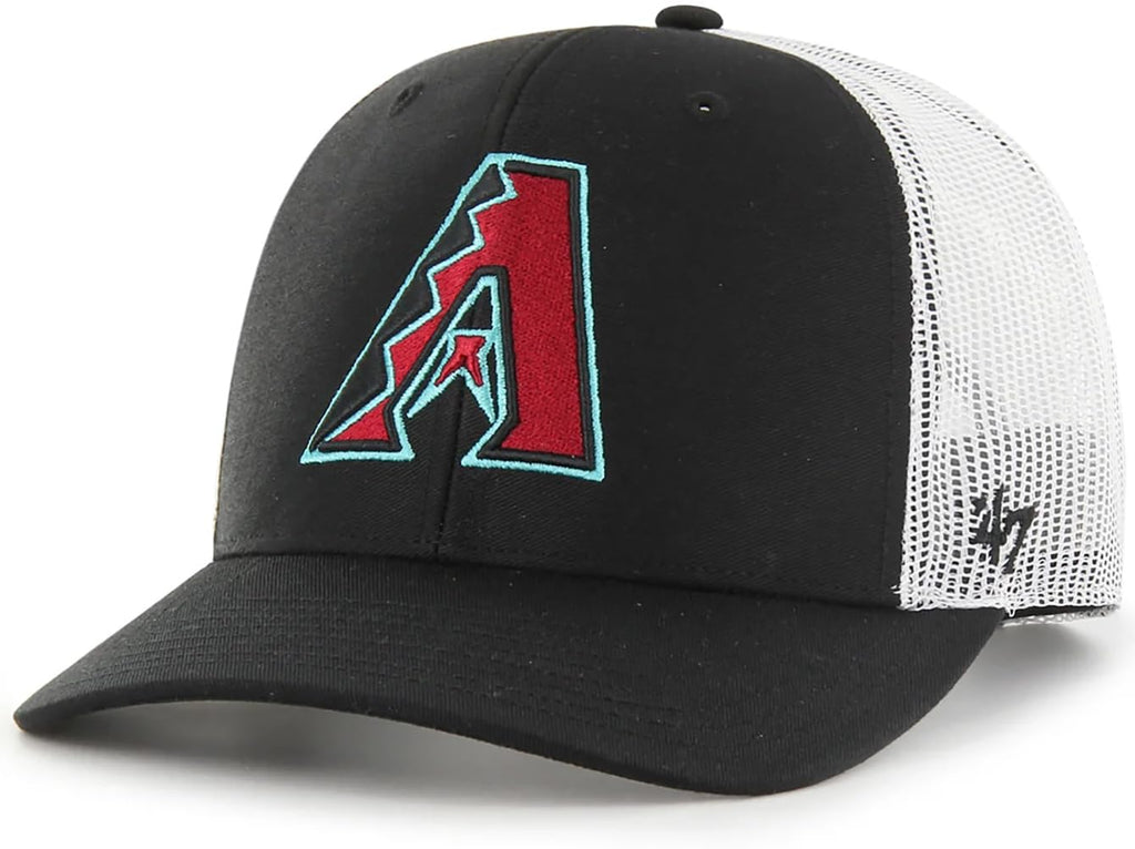 47 MLB Team Color Primary Logo Mesh Trucker Snapback Adjustable Hat Cap, Adult One Size Fits All (US, Alpha, One Size, Arizona Diamondbacks, Arizona Diamondbacks)