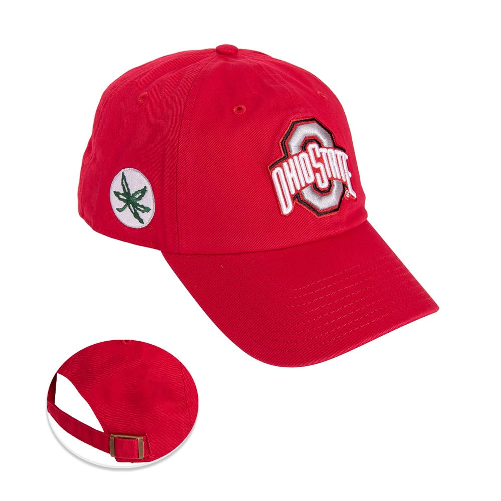 Desert Cactus The Ohio State University Baseball Hat OSU Buckeyes Brimmed Embroidered Hats Cap Adjustable Cloth Strap Adult (Style R1) Red