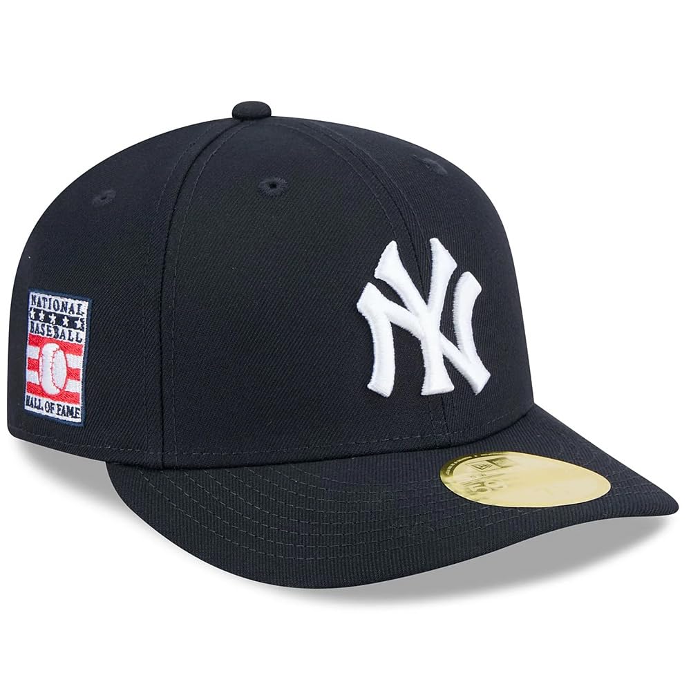New Era NY New York Yankees 59FIFTY Cooperstown Low Profile Hall of Fame Side Patch Cap, Fitted Hat (US, Numeric, 7 3/8, Blue)