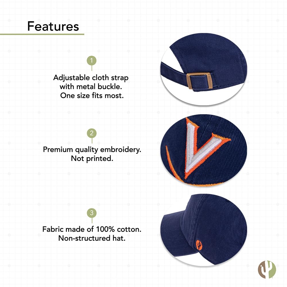 Desert Cactus UVA Cavaliers Baseball Hat - Adjustable Distressed Cotton Cap With Embroidered Logo