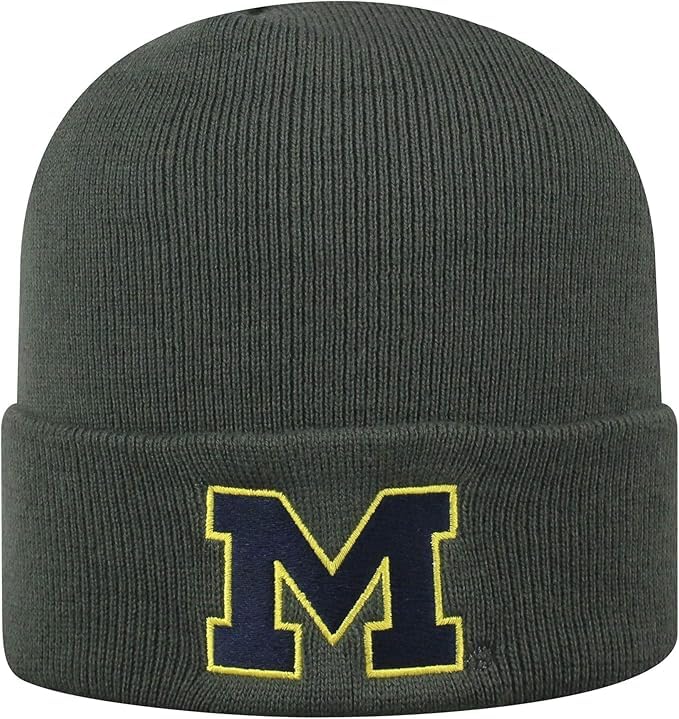 Collegiate Cuffed Knit Beanie Hats (US, Alpha, One Size, Michigan Charcoal)