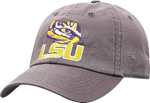 Collegiate Charcoal Team Logo Adjustable Hats (US, Alpha, One Size, LSU)
