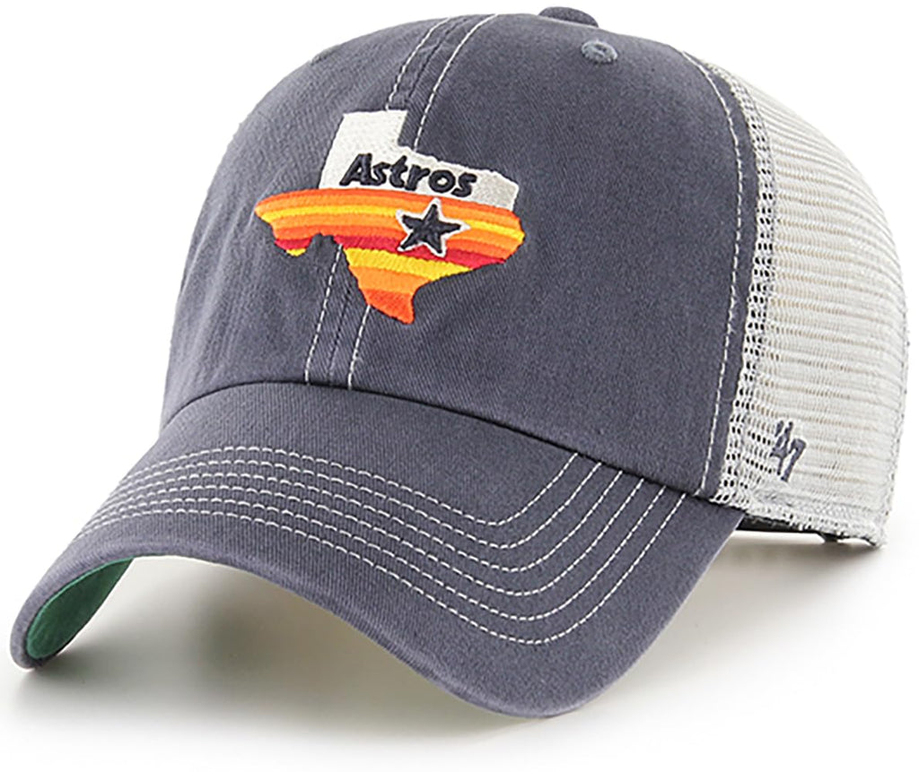 47 MLB Trawler Primary Logo Cooperstown Mesh Trucker Clean Up Adjustable Hat, Adult One Size Fits All (US, Alpha, One Size, Houston Astros, Houston Astros)