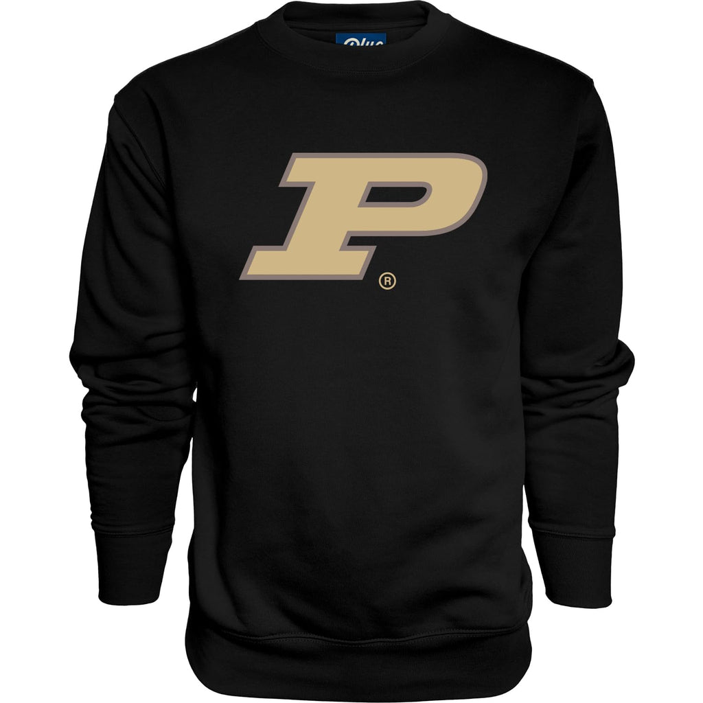 Blue 84 Men's Purdue Boilermakers Crewneck Sweatshirt Team Color Icon, Black, Medium