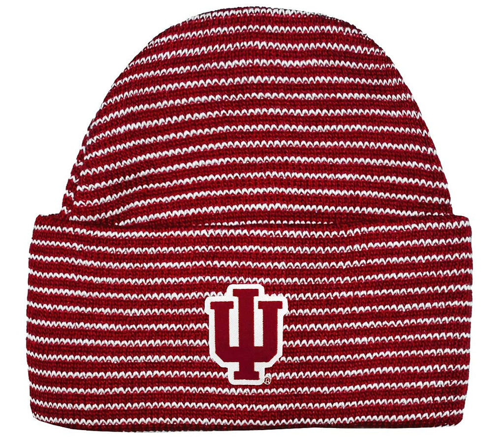 Two Feet Ahead Indiana Hoosiers Striped Baby Hat for Boys and Girls-Softly Knitted Infant Baby Beanie (Indiana Hoosiers Striped) Red