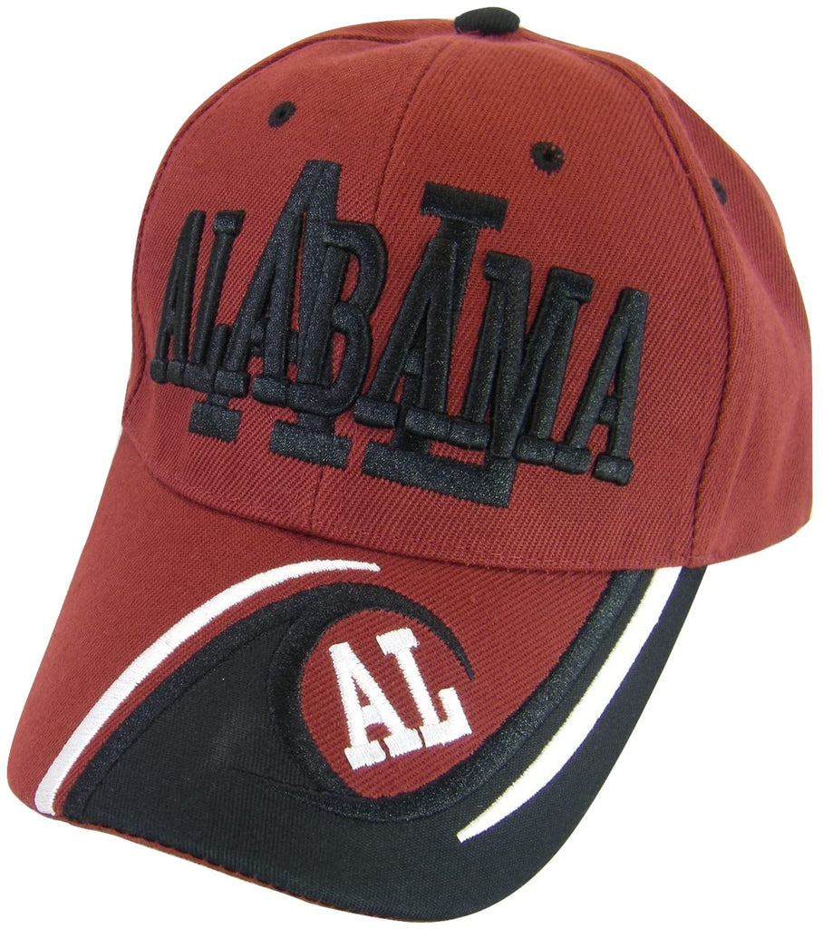 Alabama Men's Wave Pattern Adjustable Baseball Cap (Crimson/Black)
