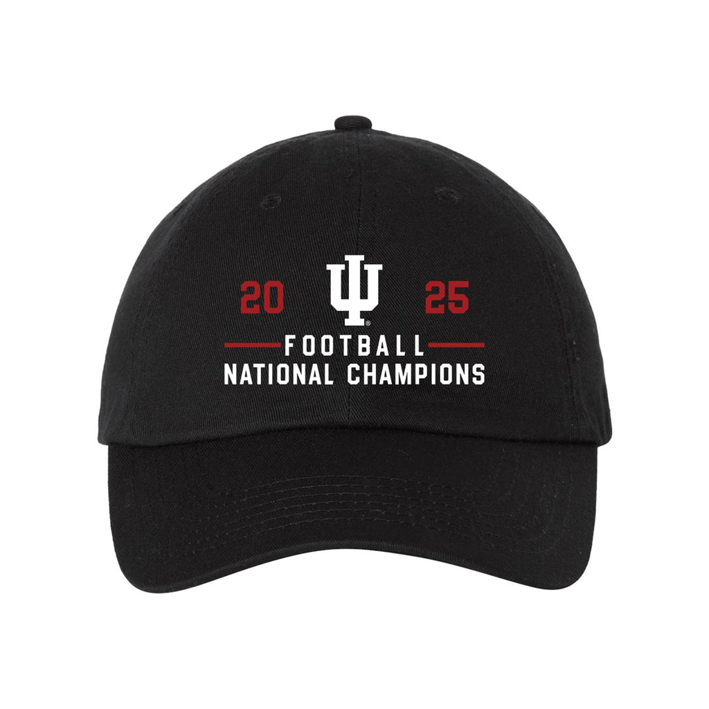 UGP Campus Apparel HT950G - Indiana Hoosiers 2025 Football Champions Simple Path Bio-Washed Classic - CFP Dad Hat - One Size - Black