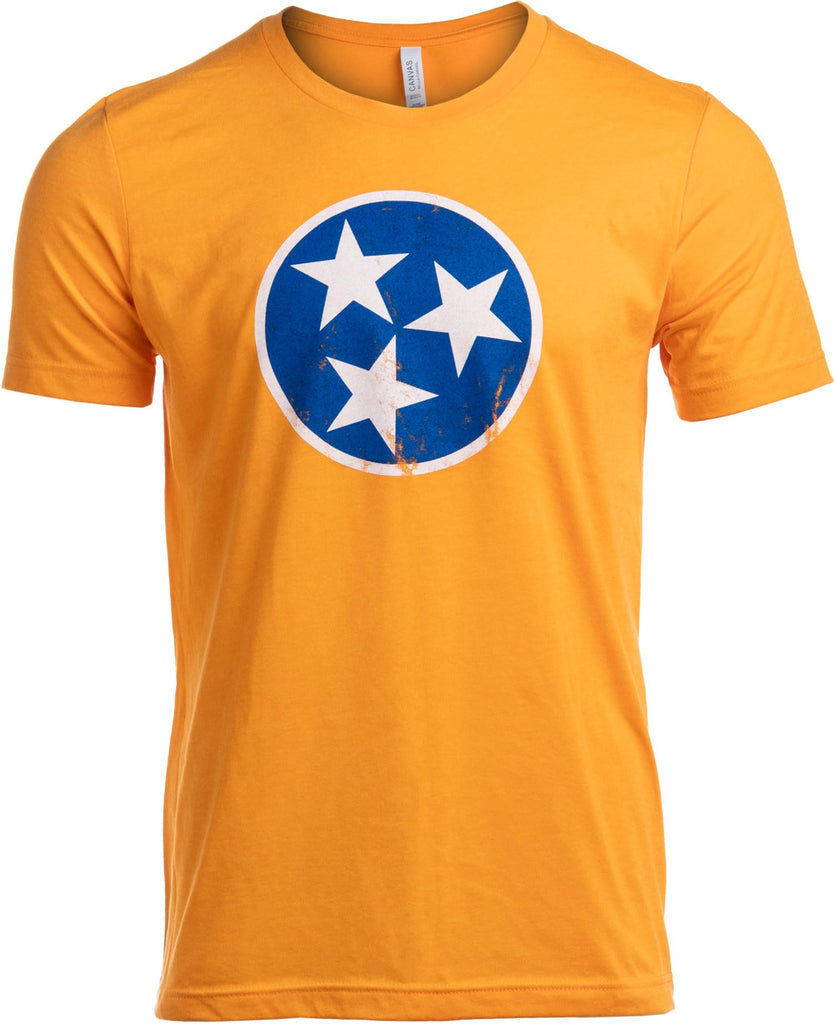 Tennessee Flag Orange | Vintage Distressed Effect Tennesseean Volunteer State T-shirt-(Adult,XL)