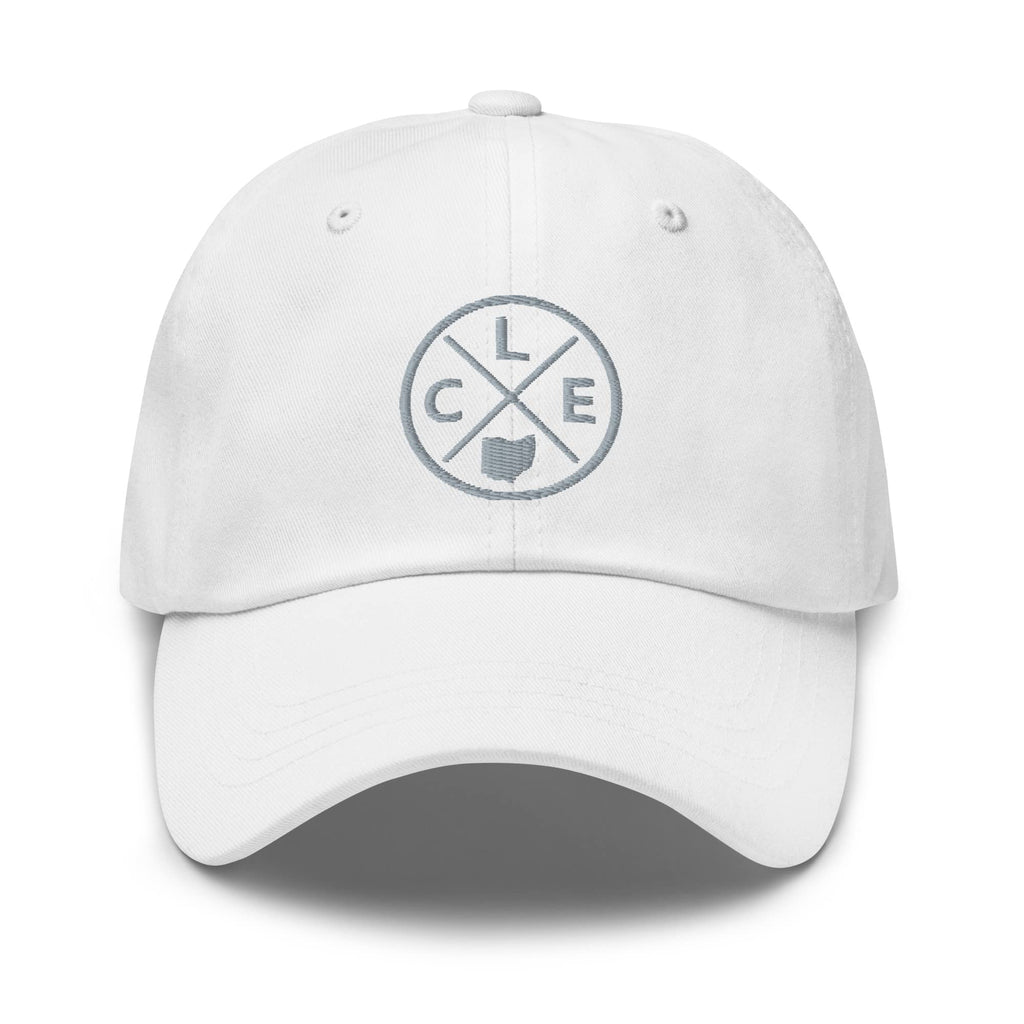 Retro Cleveland Baseball Hat CLE Emblem Dad Hat Cap White