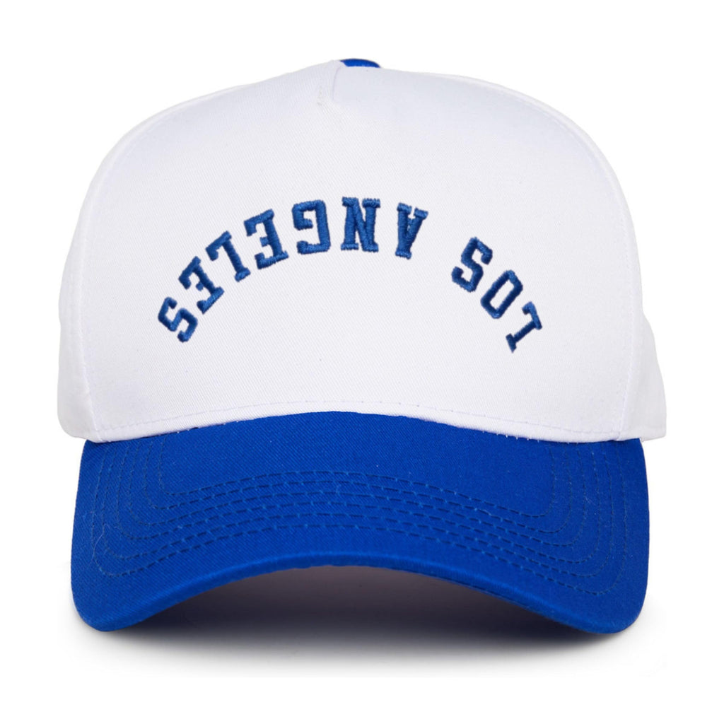 Two Tone Vintage Snapback Hat - Los Angeles (Upside Down) - Royal Blue/White