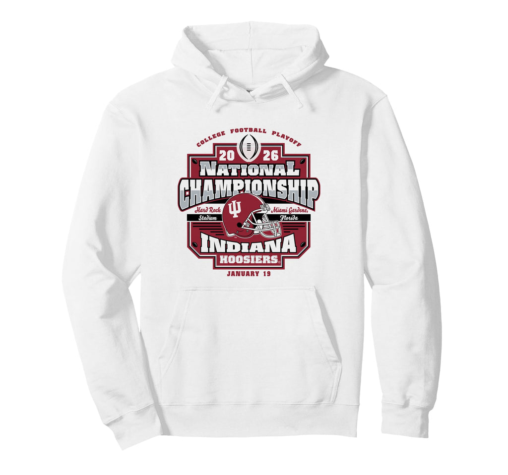 Indiana Hoosiers CFP National Championship 2026 Icon White Pullover Hoodie