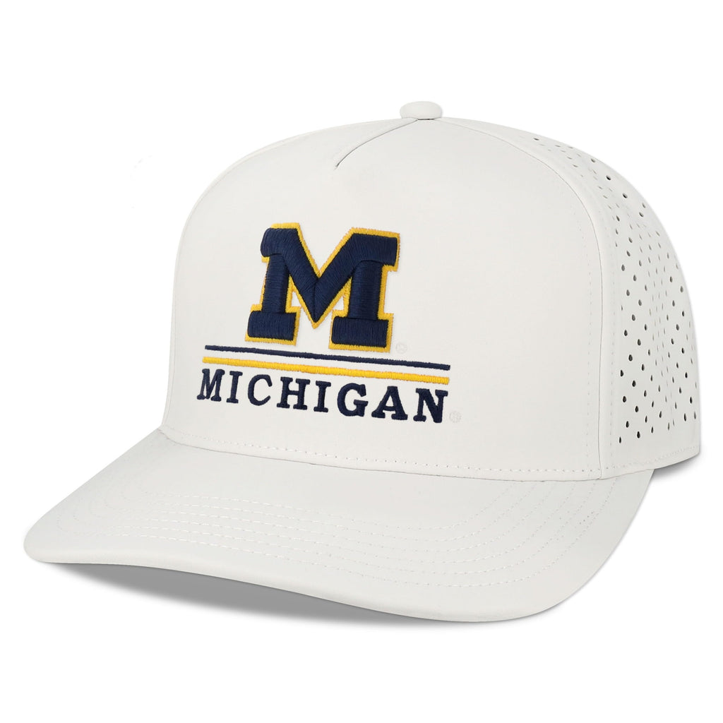Legacy NCAA Officially Licensed Baseball Hat, Michigan Wolverines, Lightweight Cap for Men & Women, Cut Above Adjustable (Cut), White, One Size Fits Most, Snapback Closure
