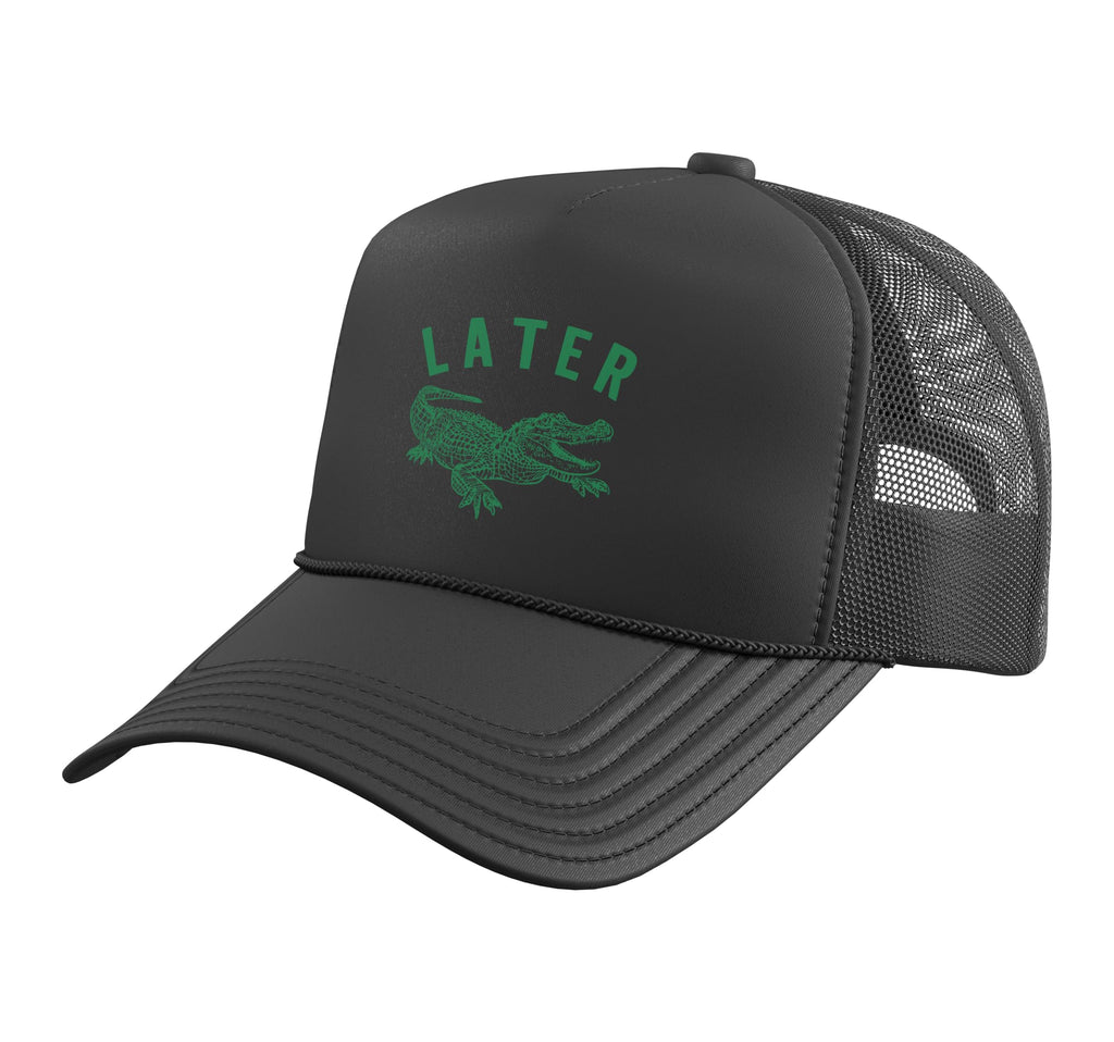 Funny Later Gator Alligator Pun Trucker Hat with Adjustable Mesh Back, Black
