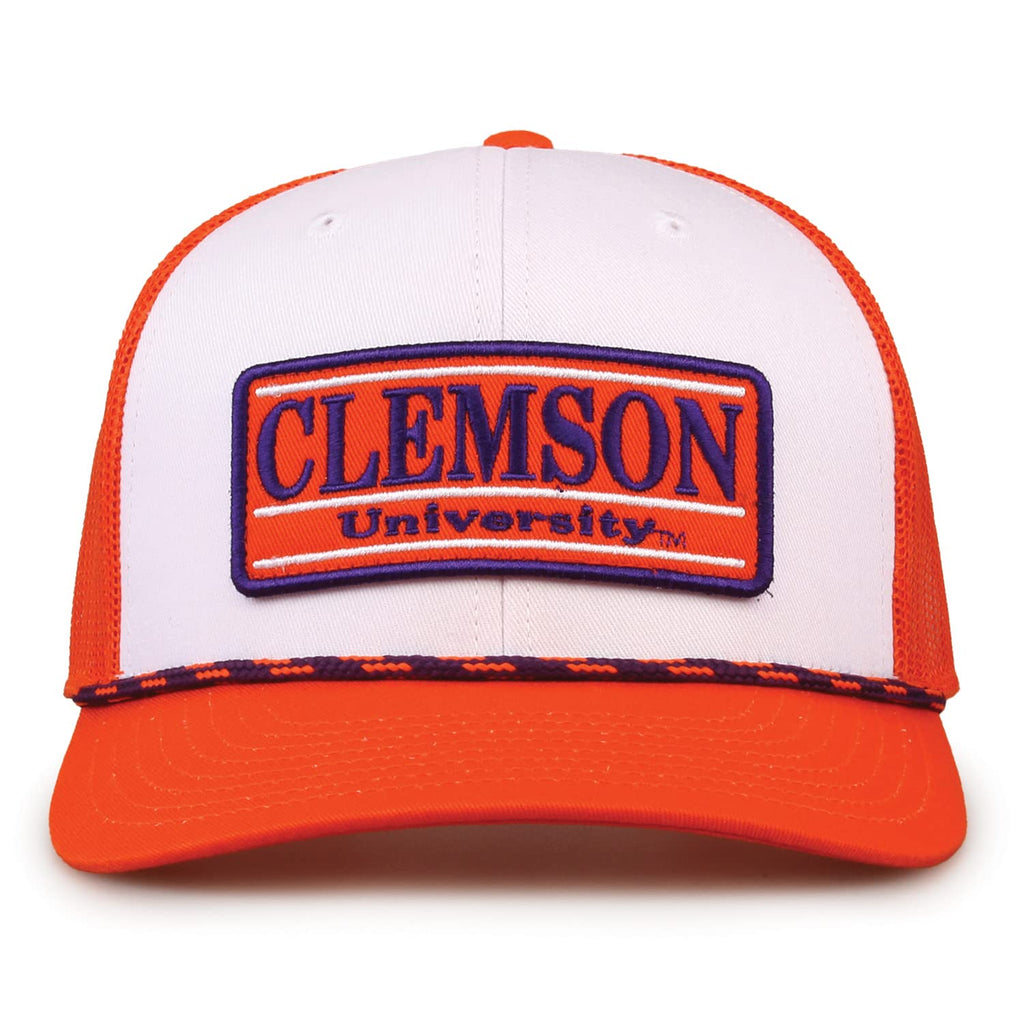 The Game NCAA Licensed, Clemson Tigers Rope Trucker Hat, White/Orange, One Size