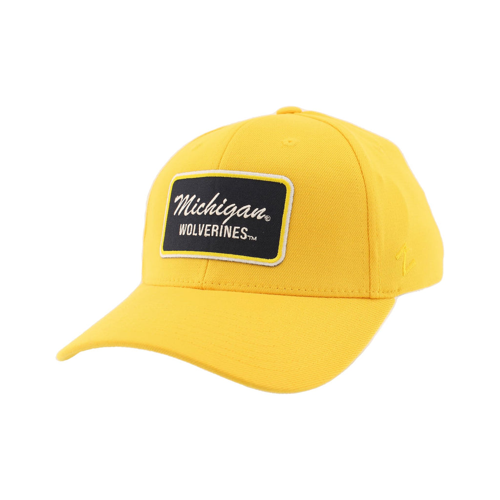 Michigan Wolverines NCAA Officially Licensed Fitted Hat ZH Patch Brick Secondary Color, Large