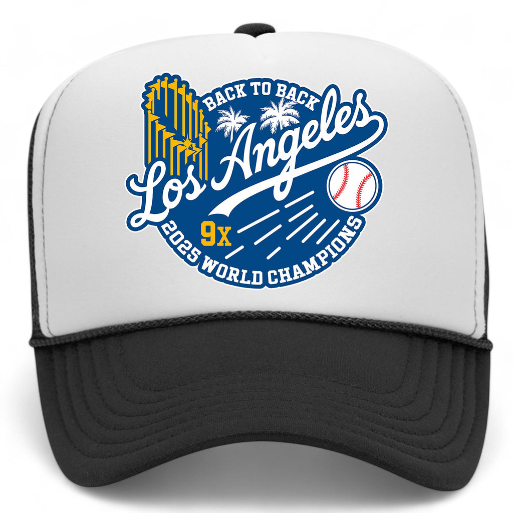 Los Angeles Baseball 9X Champions Foam Mesh Back Hat (US, Alpha, One Size, Black/White)