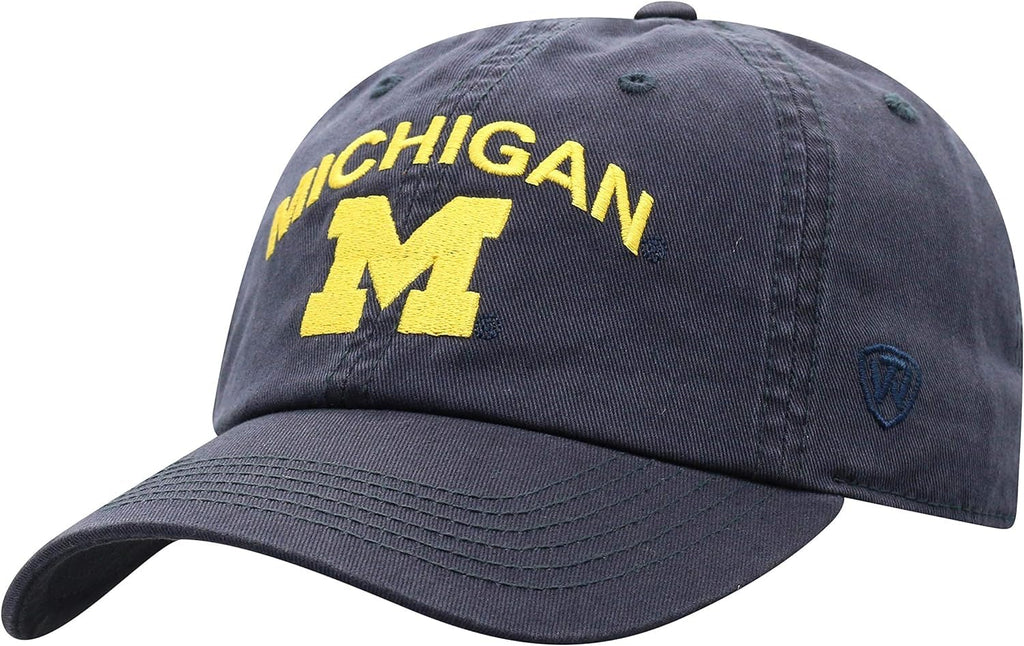 Pro Sport Collegiate Hats - Fitted Caps Adjustable Hats and Snapbacks Available (Adjustable Hat, Michigan Navy Arch)