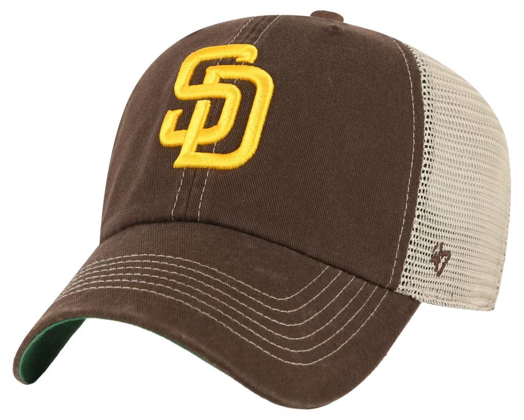 47 MLB Unisex-Adult Clean Up Trawler Trucker Adjustable Hat Cap - One Size (US, Alpha, One Size, San Diego Padres - Brown, San Diego Padres)
