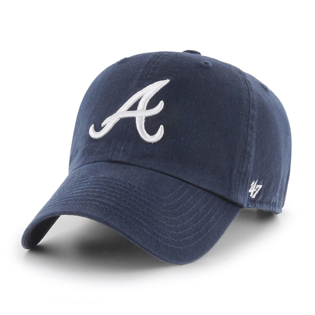 47 47Brand Atlanta Braves Navy Clean Up Baseball Hat Strapback Cap, navy, One Size