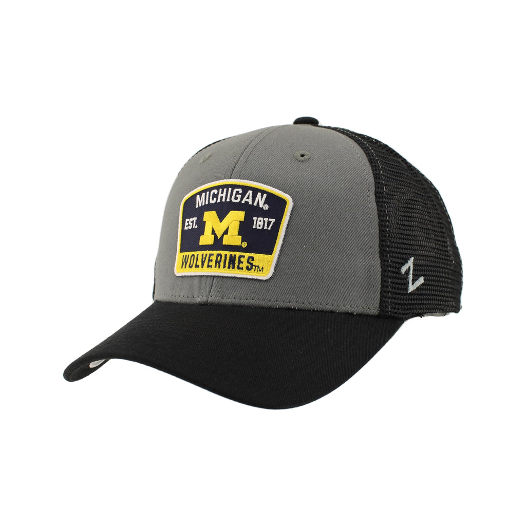 Michigan Wolverines NCAA Officially Licensed Snapback Hat Big Rig Patch Black Gray Switchback