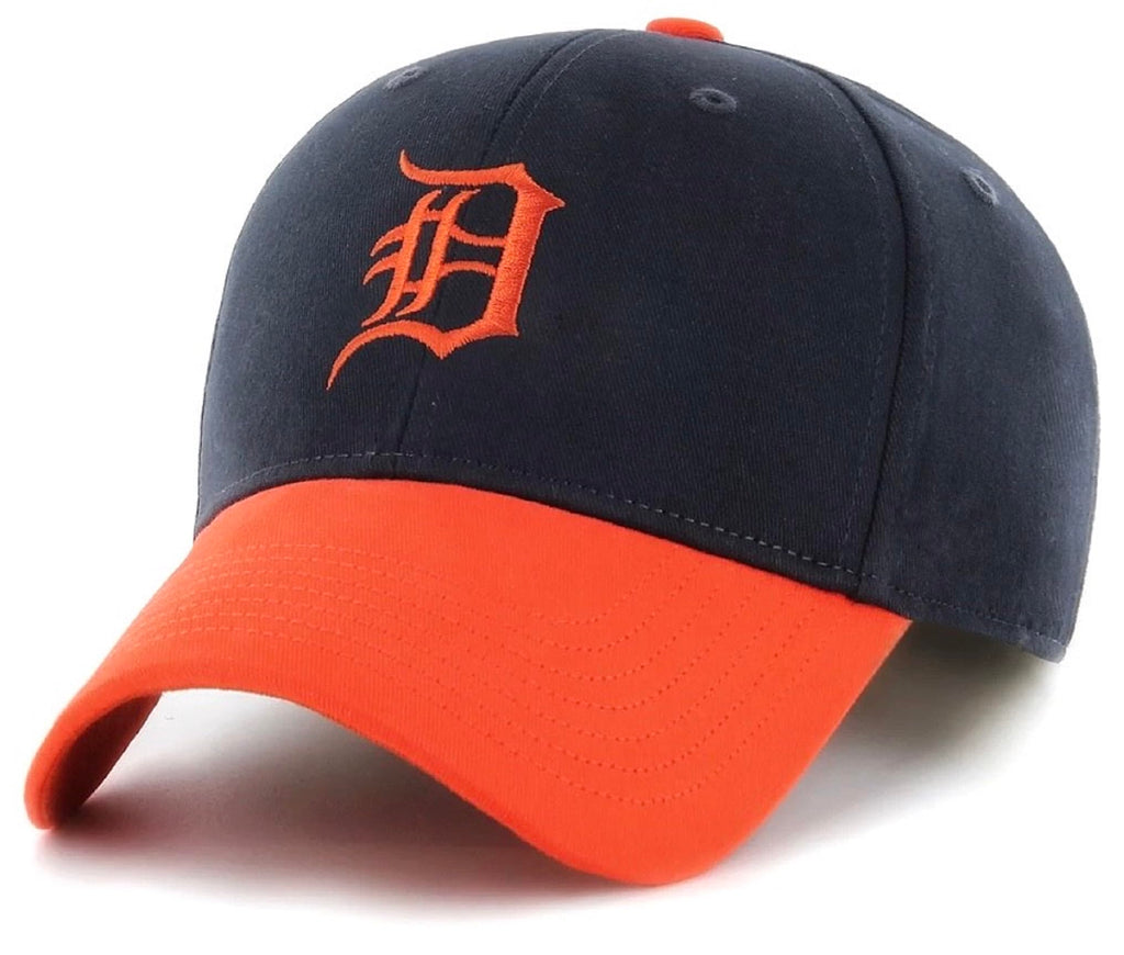 C5 Sports Officially Licensed Detroit Baseball Two-Tone MVP Hat Classic Navy Blue/Orange Embroidered Team Logo Adjustable Structured Cap