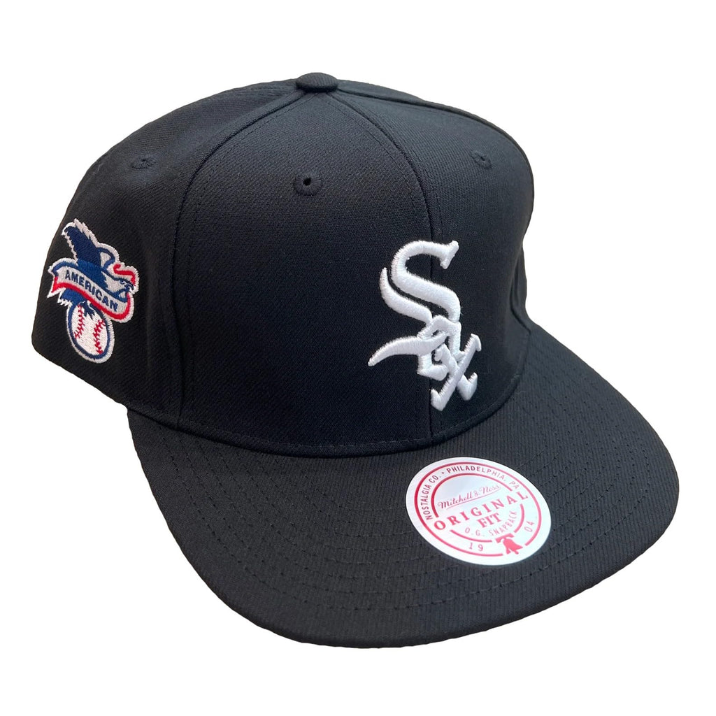 Mitchell & Ness Chicago White Sox League Patch Snapback Adjustable Hat Cap - Black