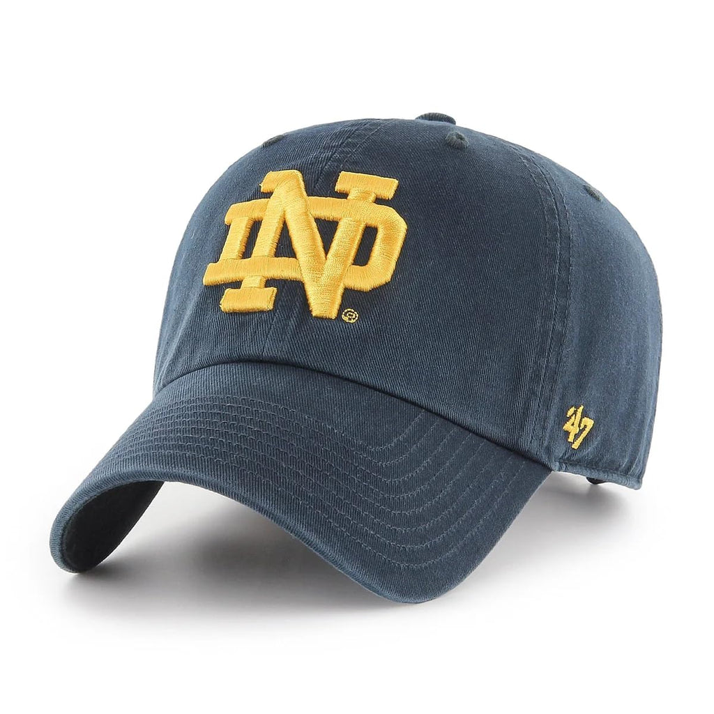 47 NCAA Unisex-Adult Clean Up Adjustable Hat Cap One Size (US, Alpha, One Size, Notre Dame Fighting Irish - Navy/Yellow)