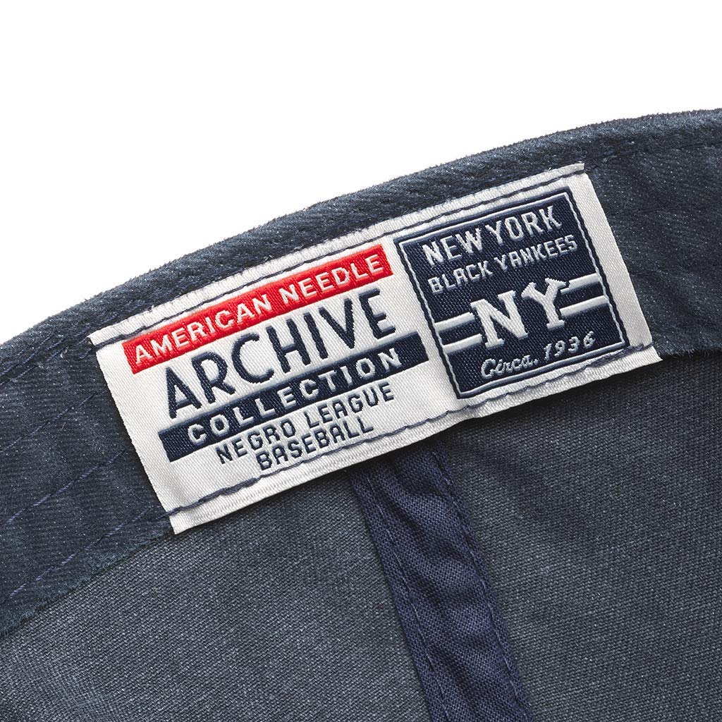 AMERICAN NEEDLE Historic New York Black Yankees Negro League Team Archive Baseball Cap Adjustable Buckle Strap Dad Hat (44747B-NBY-NAVY)