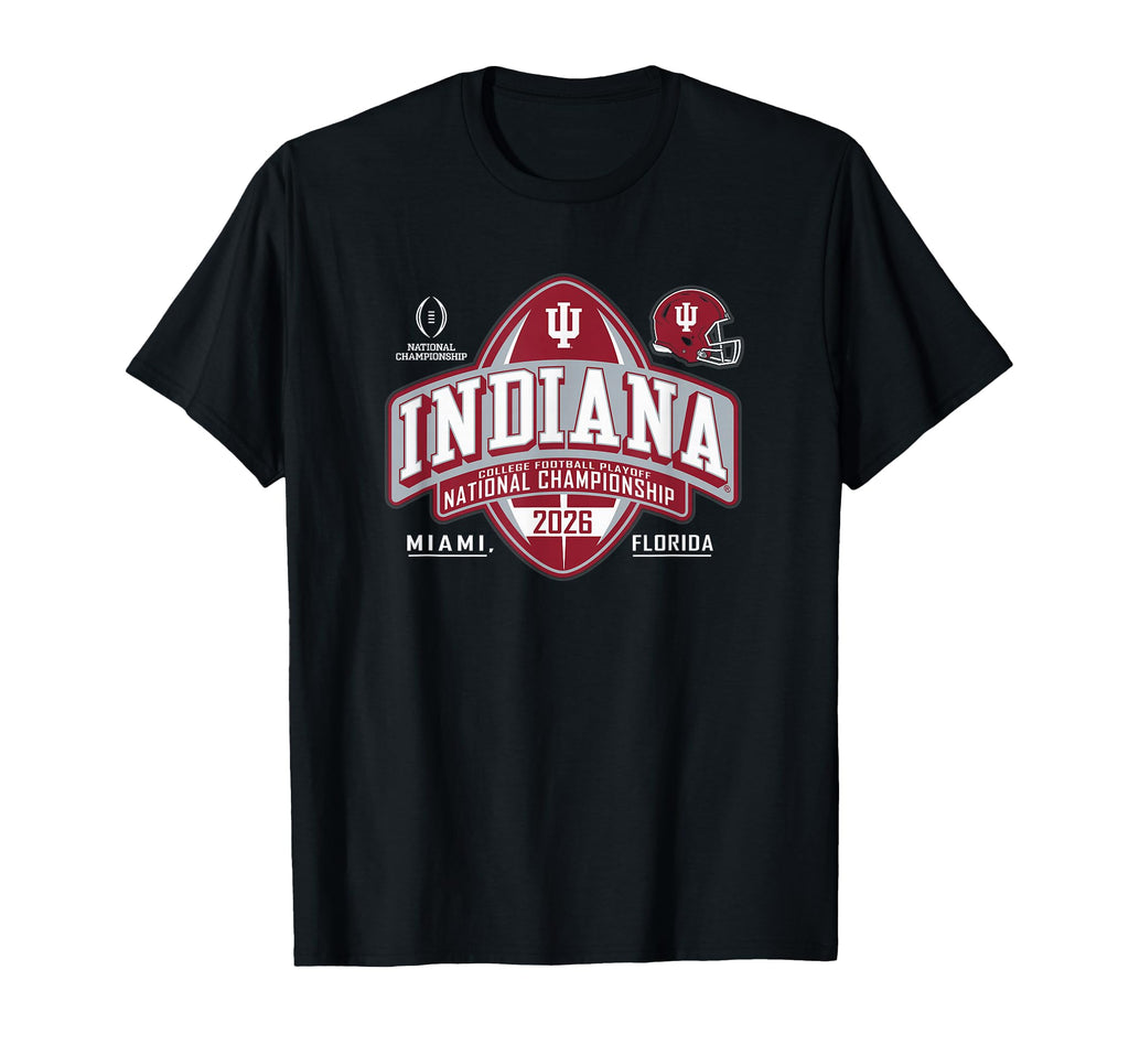 Indiana Hoosiers CFP National Championship 2026 Crest Black T-Shirt