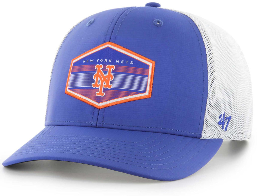 47 MLB Burgess Adjustable Snapback Mesh Trucker Hat, Adult One Size Fits All (New York Mets)
