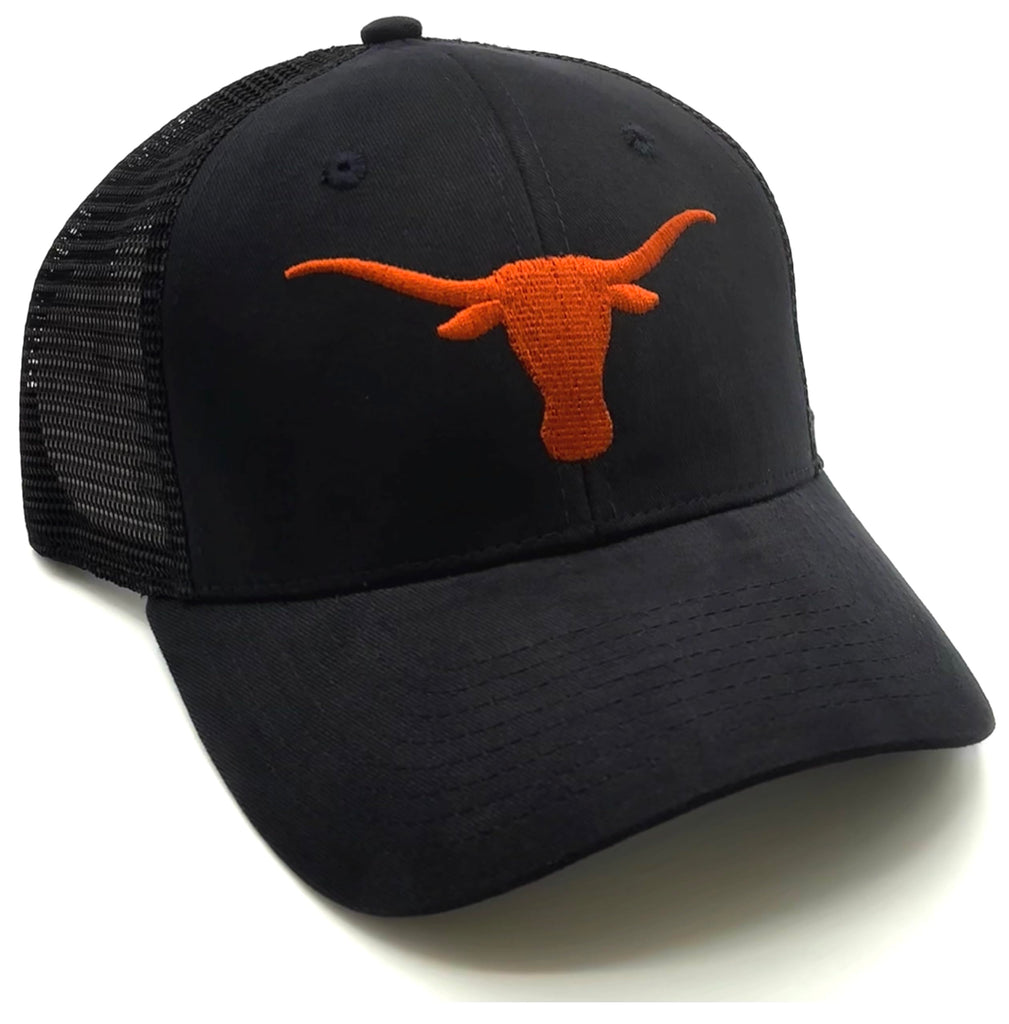 Officially Licensed Texas University Black Mesh Trucker Hat Classic Adjustable Embroidered Team Logo Structured Snapback Multicolor Cap