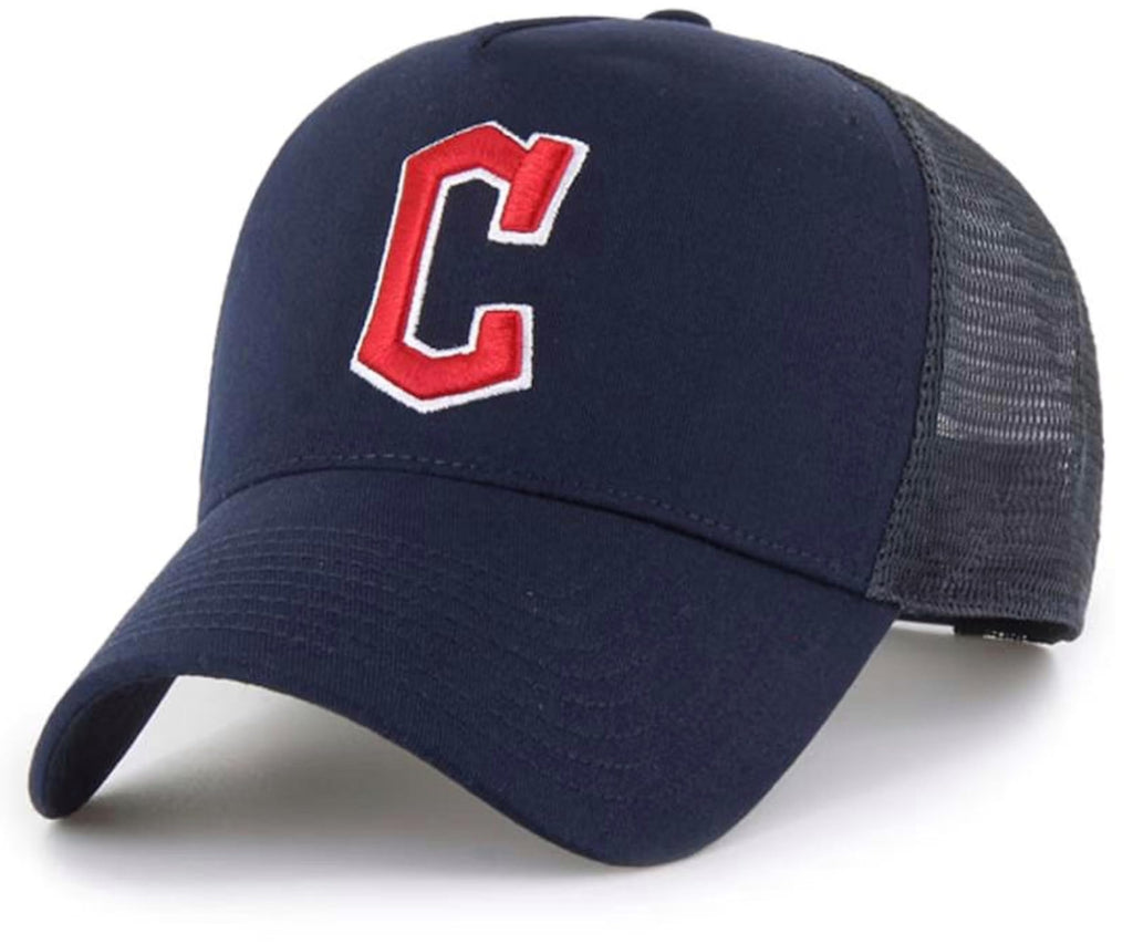 Officially Licensed Cleveland Baseball Navy Mesh Trucker Hat Classic Primary Home Team Logo Embroidered Structured MVP Snapback Blue/White Sports Cap