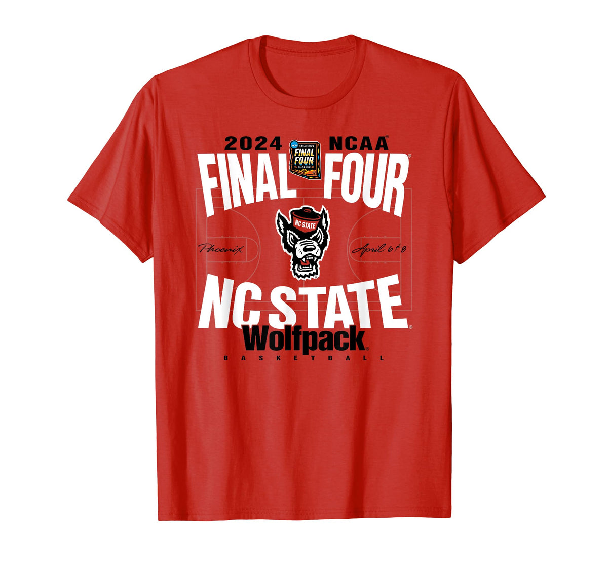 North Carolina State Wolfpack Final Four 2024 Court Red TShirt