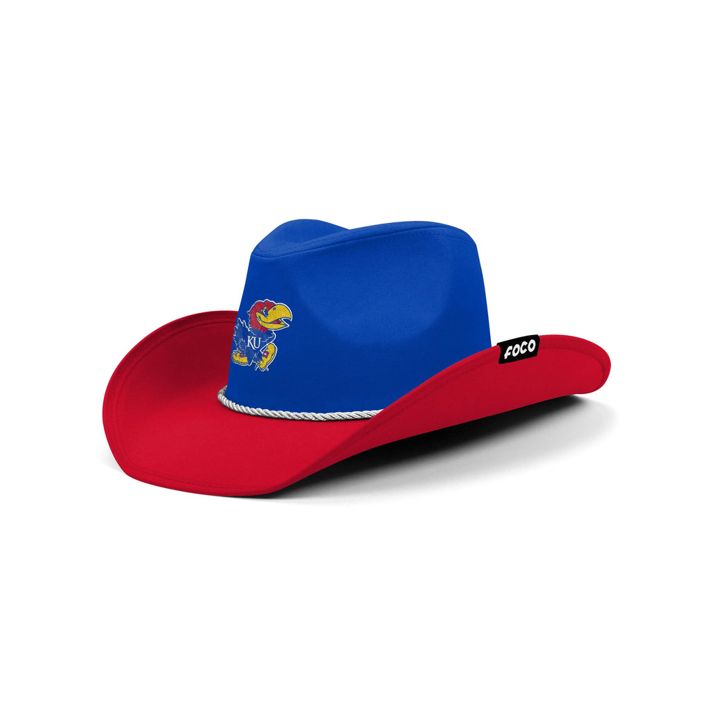 FOCO Kansas Jayhawks NCAA College Logo Two Tone Cowboy Hat, Team Color