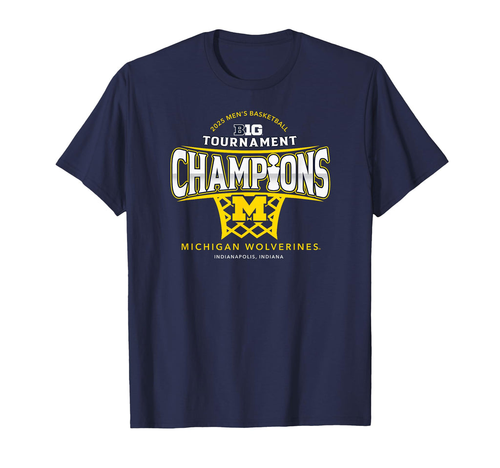 Michigan Wolverines Men's Basketball Big Ten Champs 2025 LR T-Shirt