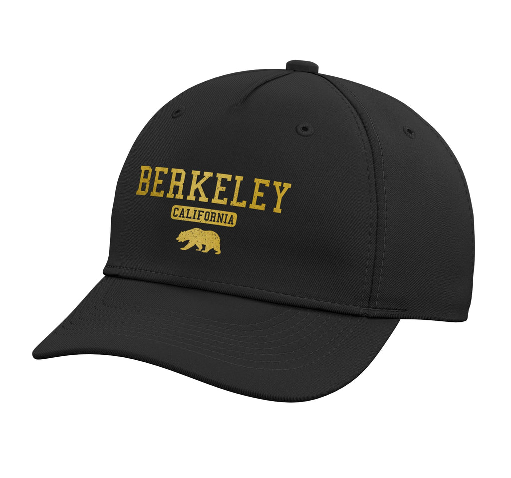 Berkeley California Bear Pride Vintage Adjustable Printed Baseball Hat, Black