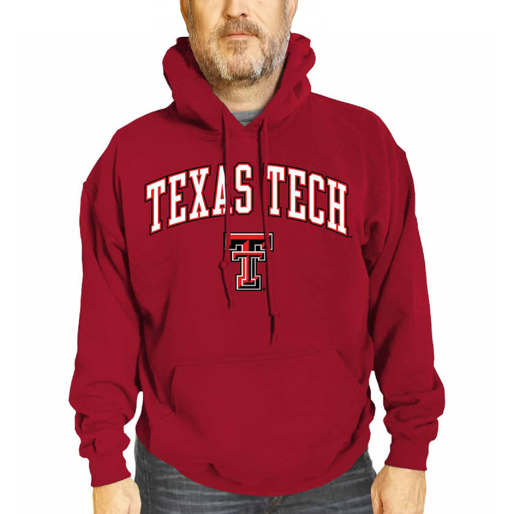 Campus Colors Adult Arch & Logo Soft Style Gameday Hooded Sweatshirt (Texas Tech Red Raiders - Red, Small)