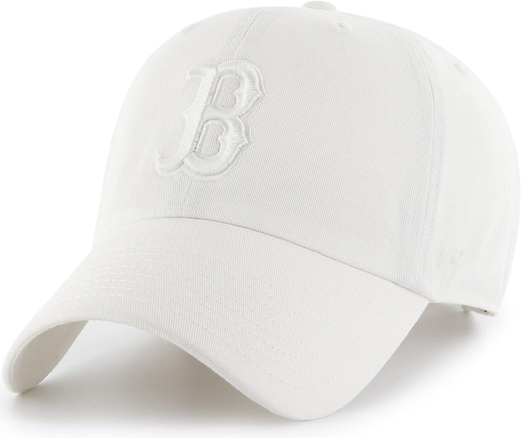 47 Brand MLB White White Primary Logo Clean Up Adjustable Baseball Cap Hat, Adult One Size Fits All - Boston Red Sox White