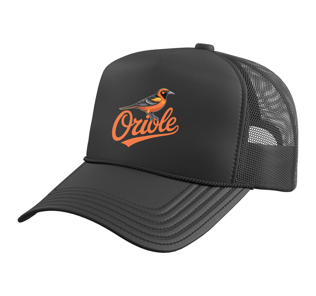Oriole Tshirt Retro Vintage Gift for Men Women Boy Girl Bird Trucker Hat with Adjustable Mesh Back, Black