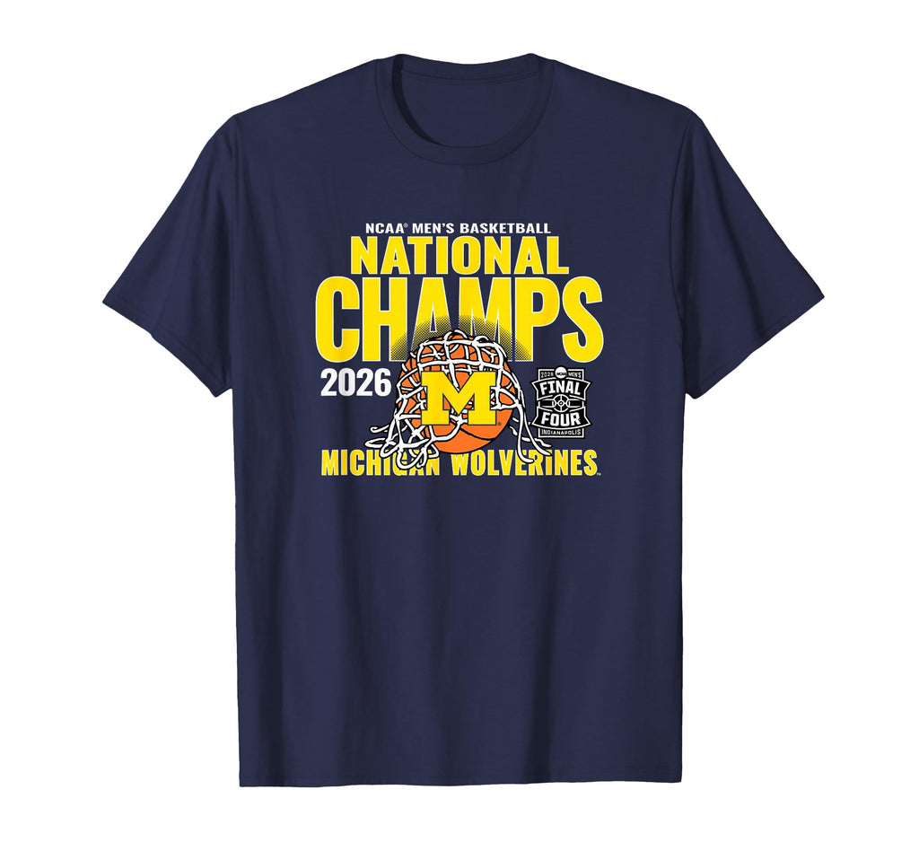 Michigan Wolverines 2026 National Champs Men's Bball Net T-Shirt