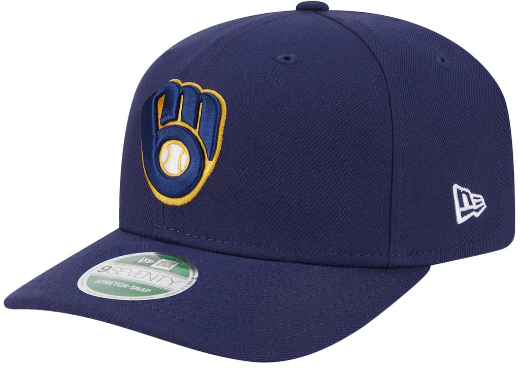 MLB 9SEVENTY Baseball Team Replica Color Stretch Adjustable Snapback Hat (US, Alpha, One Size, Navy, Milwaukee Brewers)