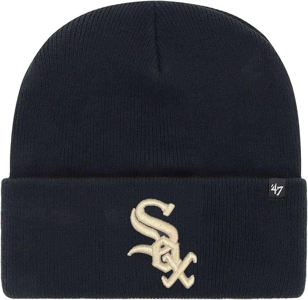 47 MLB Chicago White Sox Unisex-Adult Navy Embroidered Primary Logo Cuffed Knit Beanie Hat Cold Weather Hat One Size