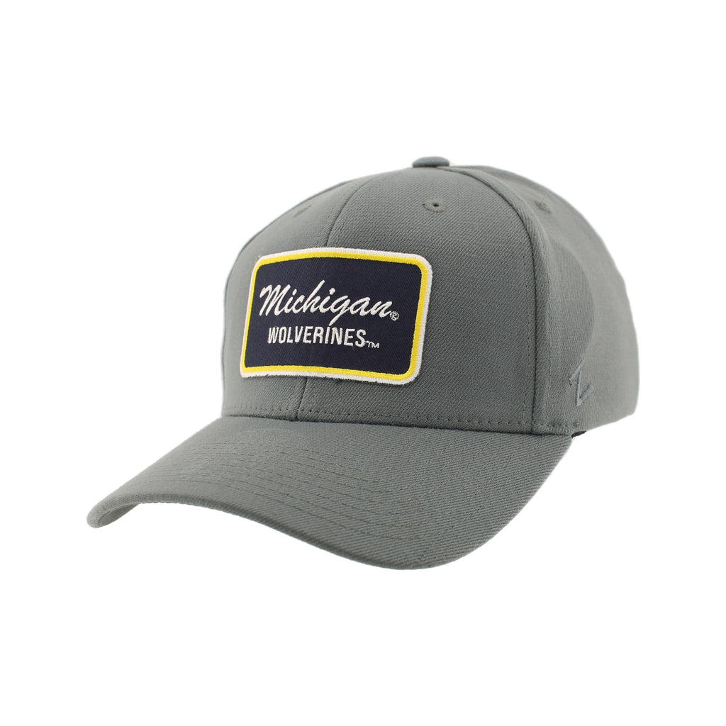 Michigan Wolverines NCAA Officially Licensed Fitted Hat ZH Patch Brick Gray, Medium