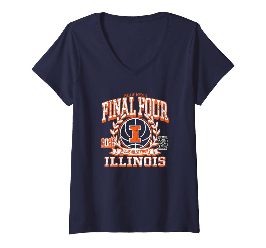 Women's Illinois Illini Final Four 2026 Men's Basketball Vintage V-Neck T-Shirt