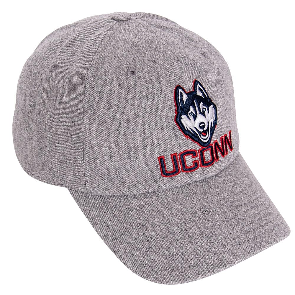Desert Cactus University of Connecticut UConn Baseball Hat Huskies Brimmed Embroidered Hats Cap Adjustable Cloth Strap Adult (Style F1) Grey