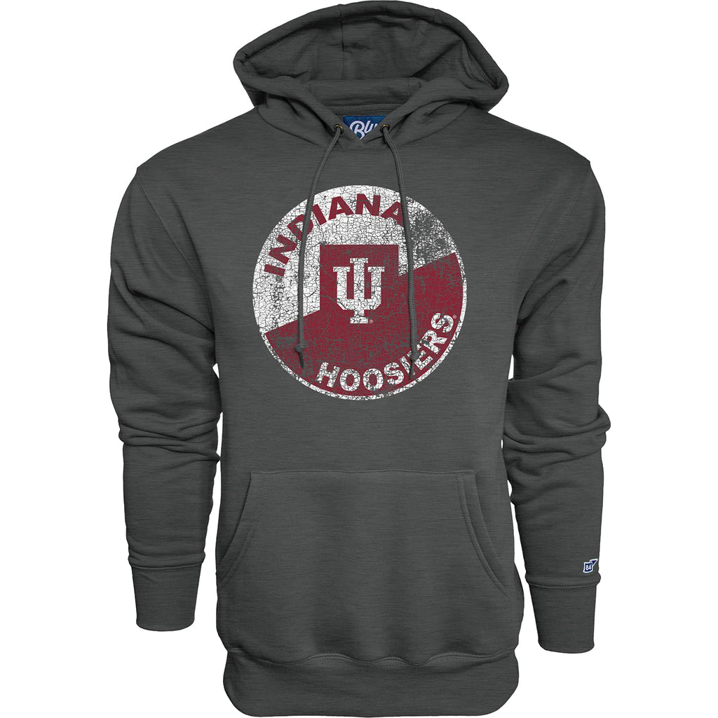 Blue 84 Men's Indiana Hoosiers Hoodie Vintage Cap Dark Heather, Dark Grey, X-Large