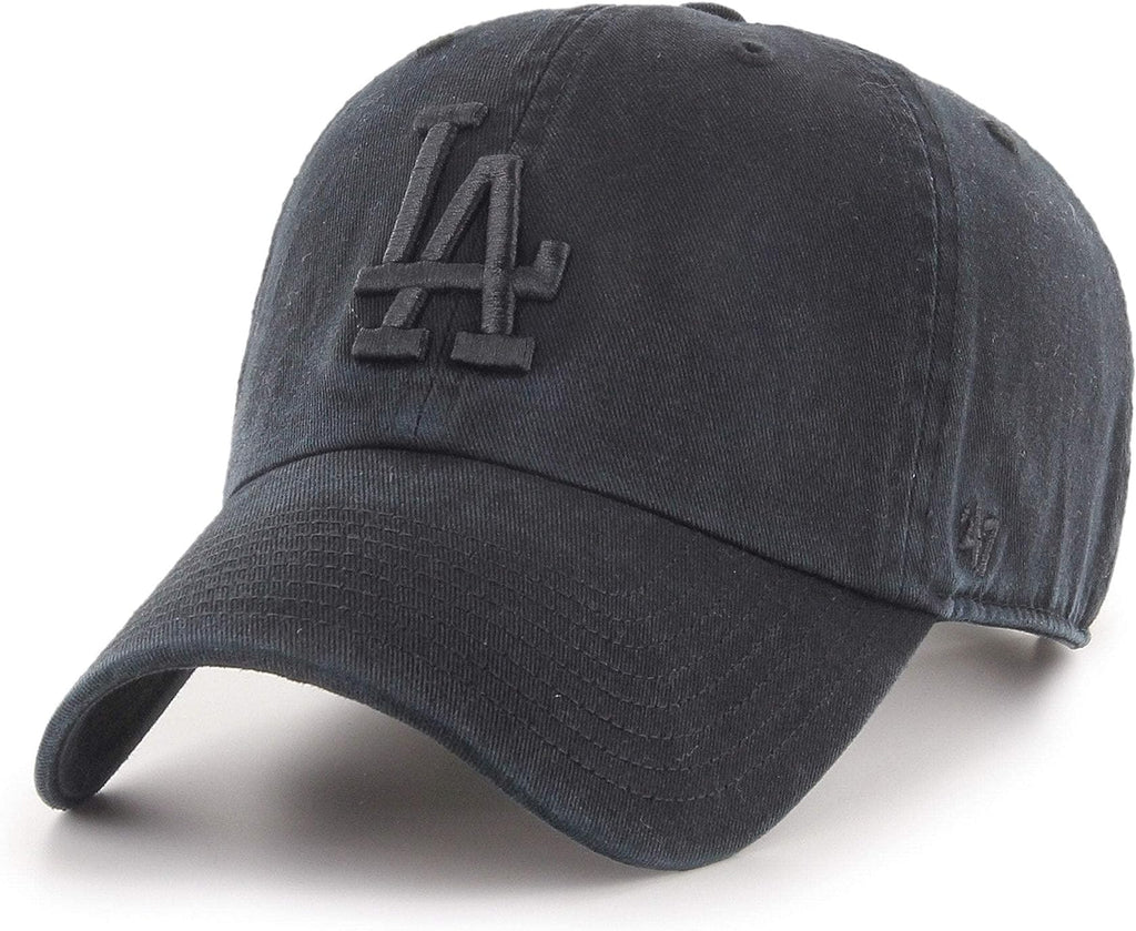 47 Brand MLB Black Black Primary Logo Clean Up Adjustable Baseball Cap Hat, Adult One Size Fits All - Los Angeles Dodgers