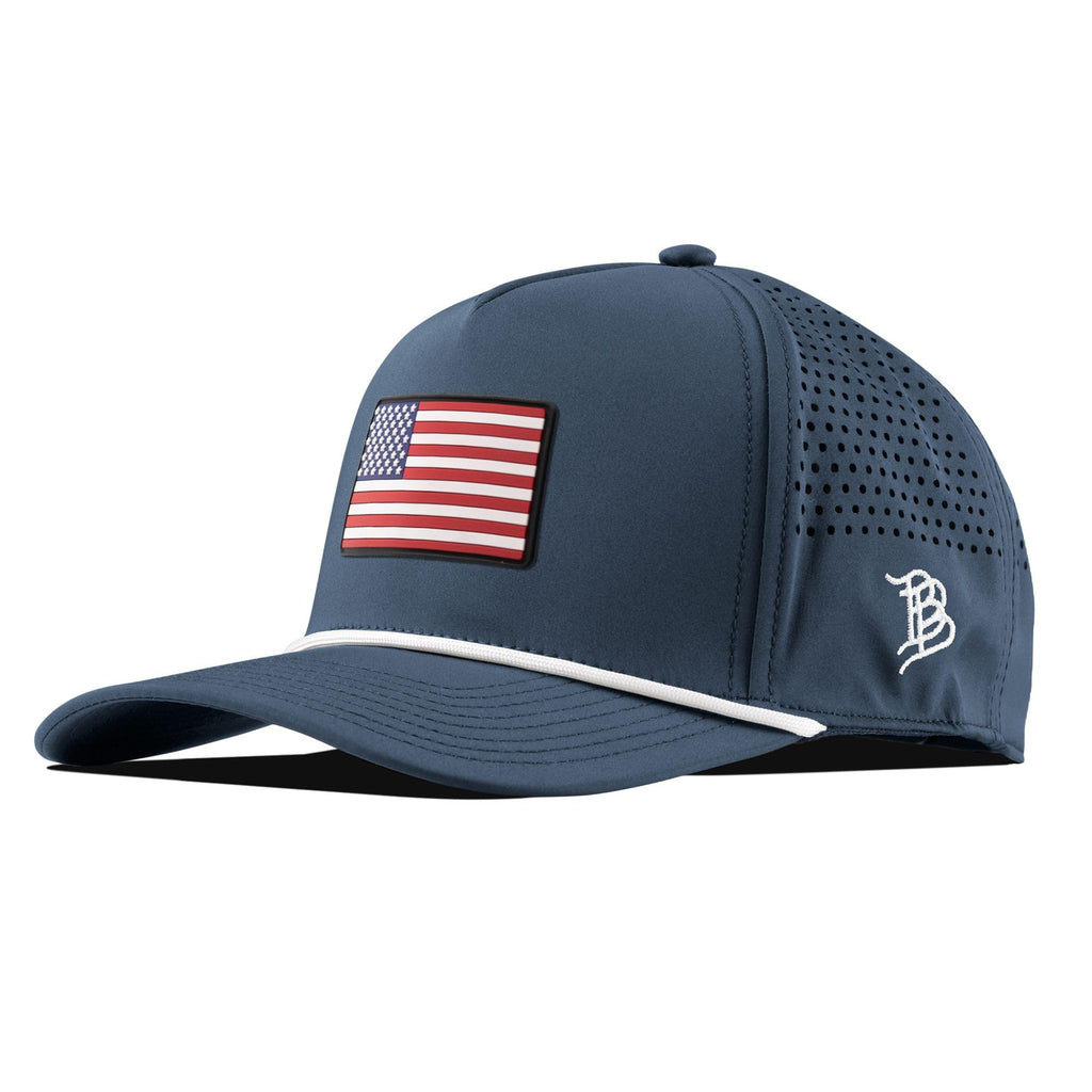 Branded Bills Old Glory PVC Curved 5 Panel Rope Hat for Men, Orion, Fits 7-7 7/8, Adjustable Snapback |
