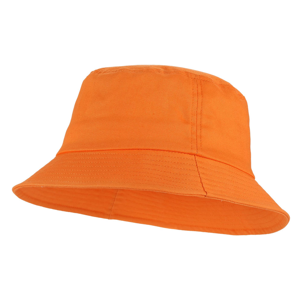 Umeepar Unisex Cotton Packable Bucket Hat Sun Hat Plain Colors for Men Women (Orange)