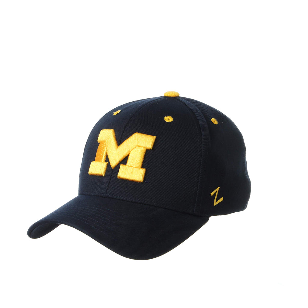 NCAA Michigan Wolverines Mens Stretch Fitted Hat Team Color, Michigan Wolverines Navy, Large